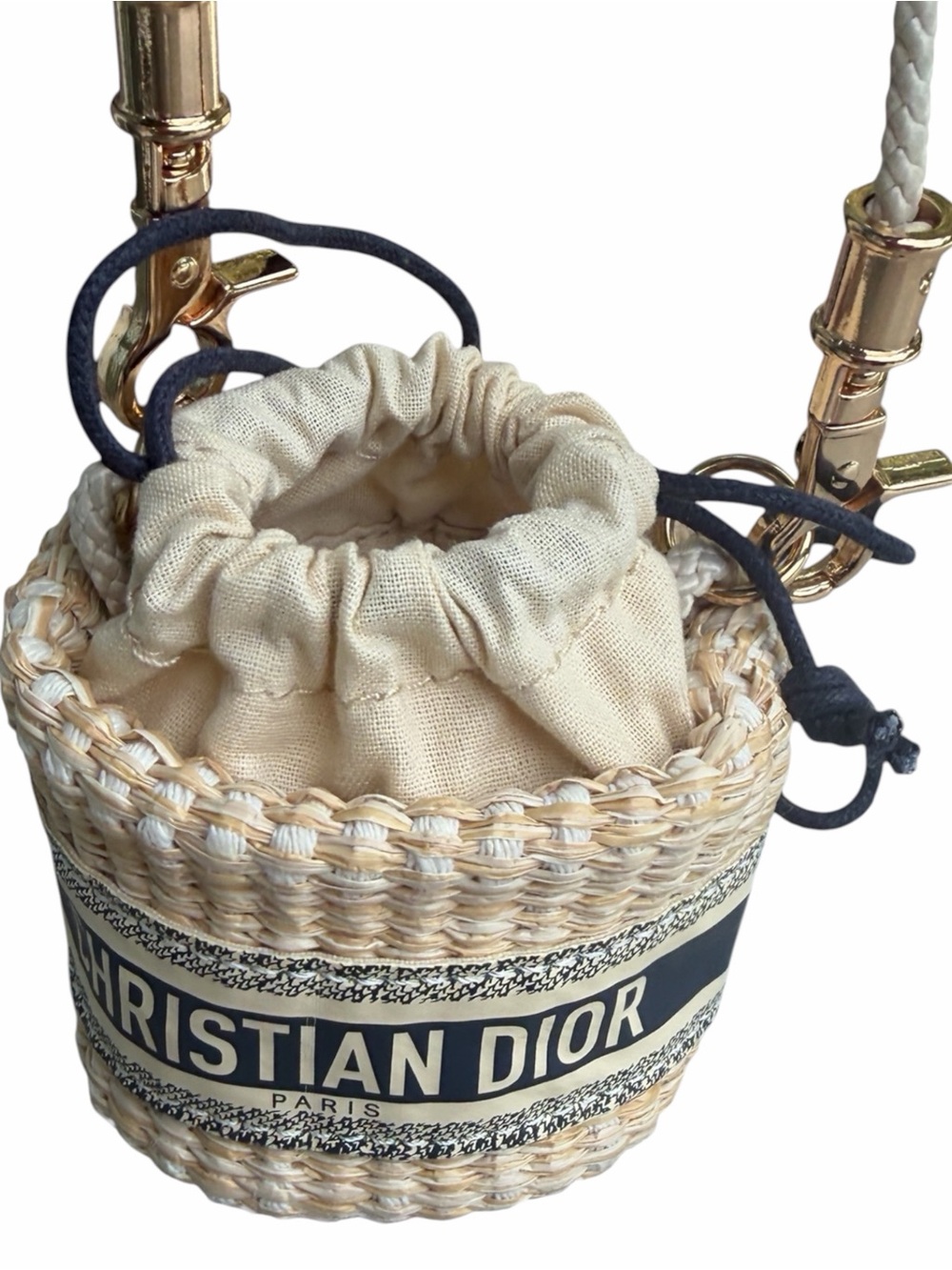 Christian Dior Beauty Mini Raffia Bucket Crossbody Bag New - Picture 14 of 14